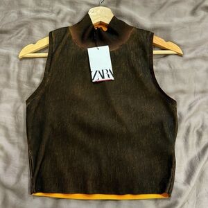 Zara Brown Sleeveless Top
